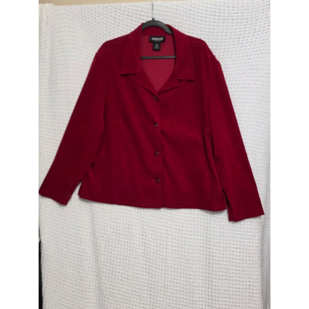 BRIGGS NEW YORK Women's Red Blazer Jacket Plus Size 2X Button Front Long Sleeve‎